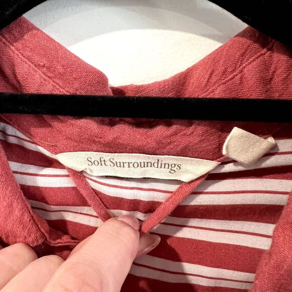 Soft Surroundings Linen Blend Button Down Fontana Belted Midi Dress - Picture 10 of 12